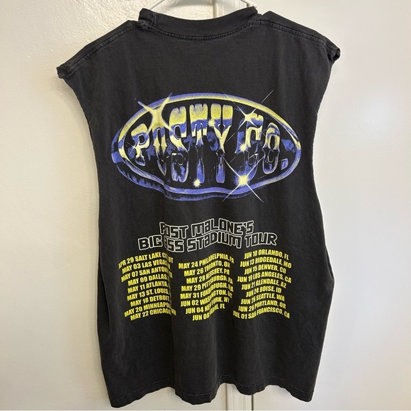 Post Malone Big Ass Stadium Tour Cut Out Tank Black Washed Graphic Shirt XL - Picture 5 of 7